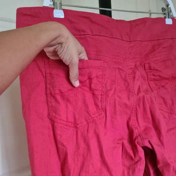 Katies 18 Red Distressed False Front Pockets Summer Autumn Denim Jeans Pants - Picture 6 of 11